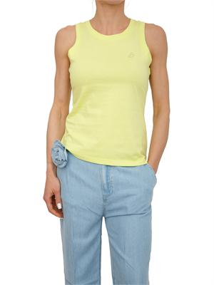 Canotta Blugirl in cotone verde con logo strass in DONNA