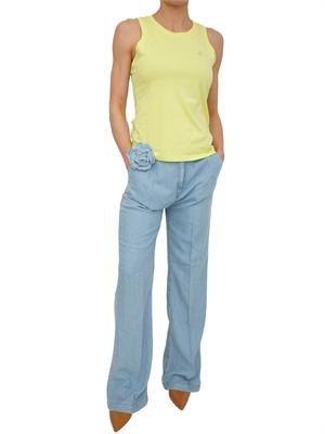 Canotta Blugirl in cotone verde con logo strass in DONNA