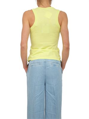 Canotta Blugirl in cotone verde con logo strass in DONNA