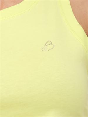 Canotta Blugirl in cotone verde con logo strass in DONNA