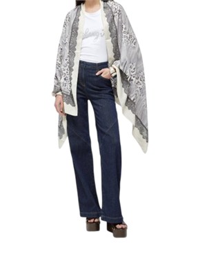 Stola Blugirl in viscosa animalier bianco nero in DONNA
