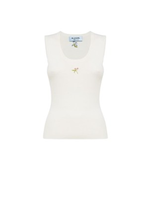 Completo (cardigan+top) Blugirl in viscosa bianca ricamo fiori in DONNA