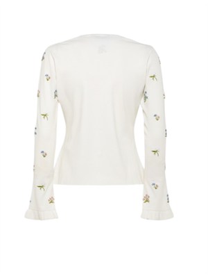 Completo (cardigan+top) Blugirl in viscosa bianca ricamo fiori in DONNA