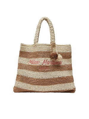Borsa Liu Jo donna in paglia con fantasia rigata marrone in DONNA