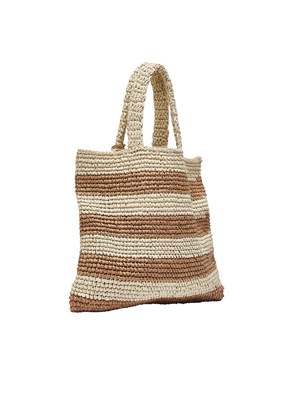 Borsa Liu Jo donna in paglia con fantasia rigata marrone in DONNA