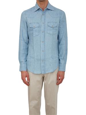 Camicia Eleventy uomo in denim blu chiaro in UOMO