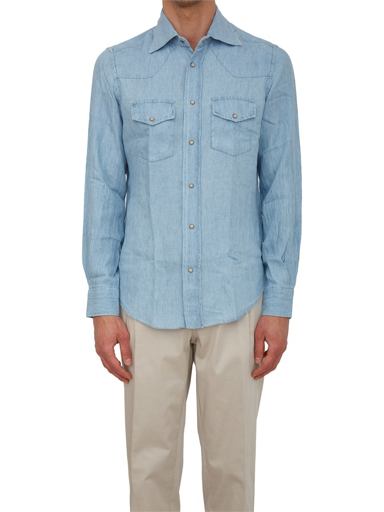 Camicia Eleventy uomo in denim blu chiaro