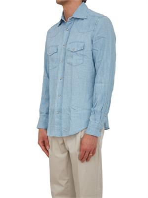 Camicia Eleventy uomo in denim blu chiaro in UOMO