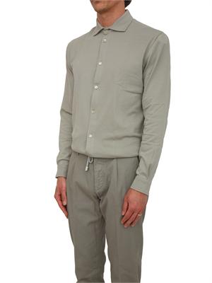 Camicia Eleventy uomo in piquet di cotone verde in UOMO