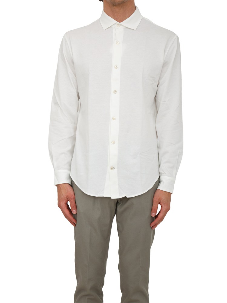 Camicia Eleventy uomo in piquet di cotone bianco