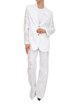 Pantaloni Ermanno Firenze in lino bianco con ricami in DONNA
