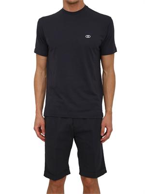T-shirt Liu Jo uomo in misto cotone blu logo bianco in UOMO
