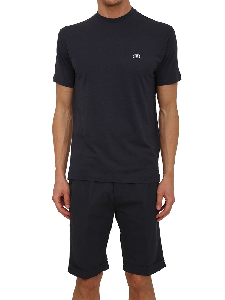 T-shirt Liu Jo uomo in misto cotone blu logo bianco