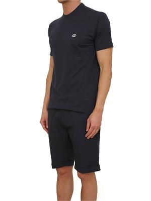 T-shirt Liu Jo uomo in misto cotone blu logo bianco in UOMO