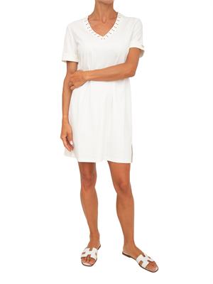 Abito Liu Jo donna in cotone bianco con occhielli in DONNA