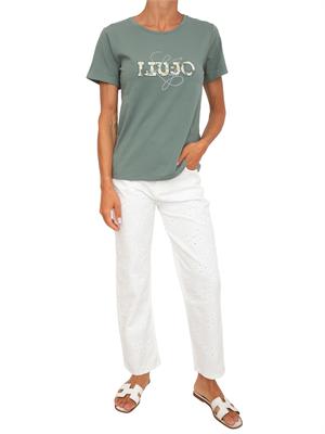 T-shirt Liu Jo donna in cotone verde con logo in DONNA