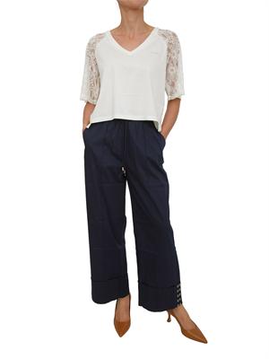 T-shirt Liu Jo donna in cotone bianco con pizzo in DONNA