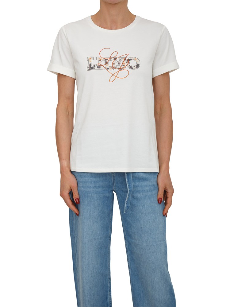 T-shirt Liu Jo donna in cotone bianco con logo
