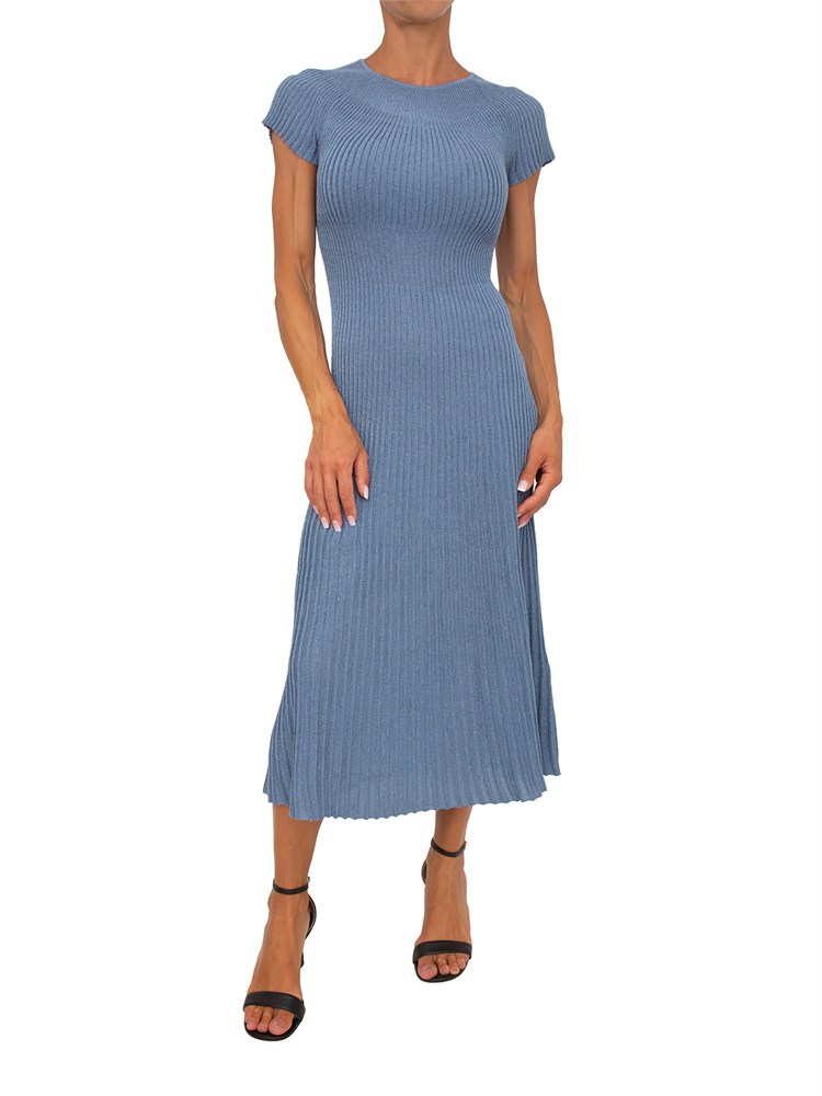 Abito Marella in maglia di viscosa blu con lurex
