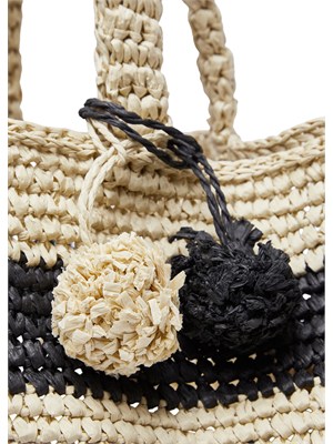Borsa Liu Jo donna in paglia con fantasia rigata nera in DONNA