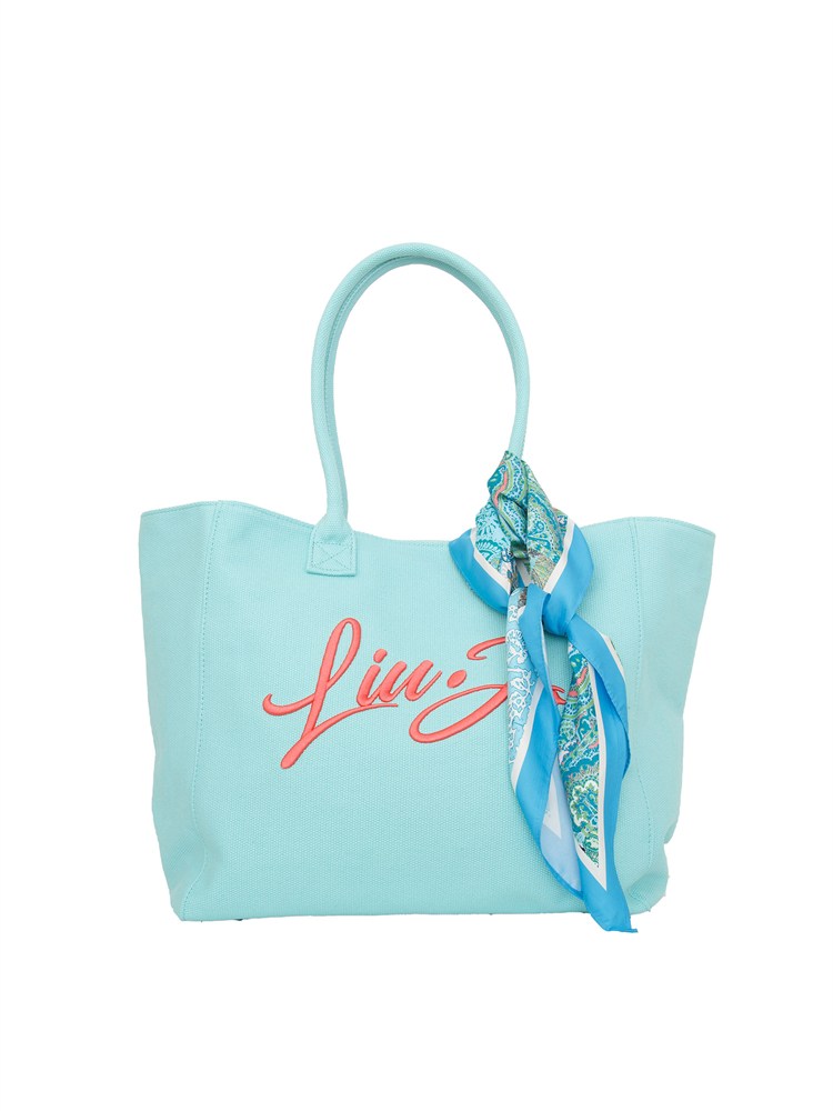 Borsa Liu Jo donna in cotone verde acqua con foulard