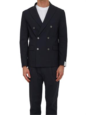 Giacca doppiopetto Paolo Pecora in misto cotone blu in UOMO