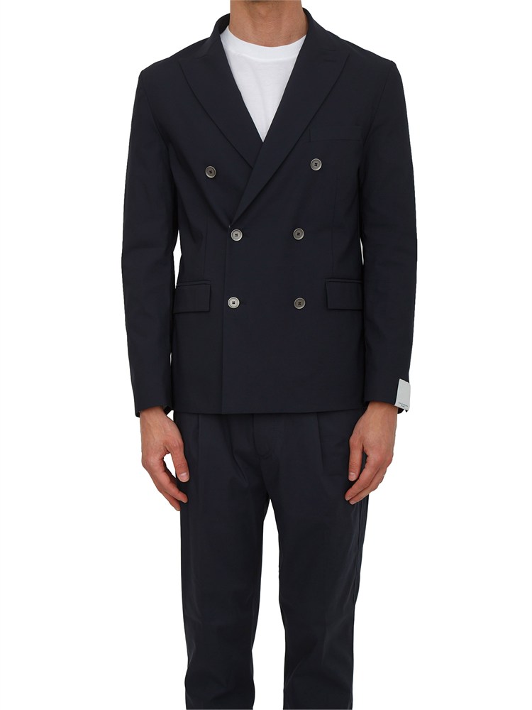 Giacca doppiopetto Paolo Pecora in misto cotone blu