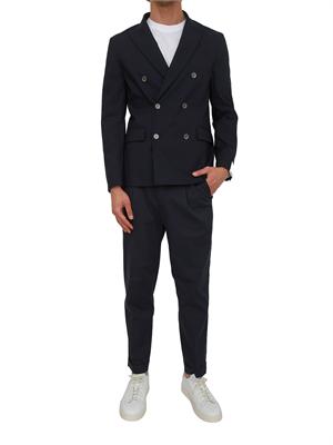 Giacca doppiopetto Paolo Pecora in misto cotone blu in UOMO