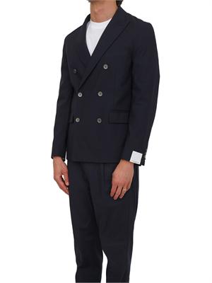 Giacca doppiopetto Paolo Pecora in misto cotone blu in UOMO