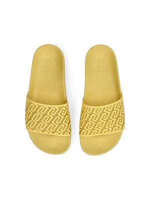 Ciabatte Liu Jo donna giallo lime con maxi fascia logo all over in DONNA
