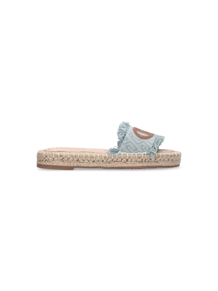 Ciabatte Liu Jo donna in denim jacquard logo con logo a contrasto