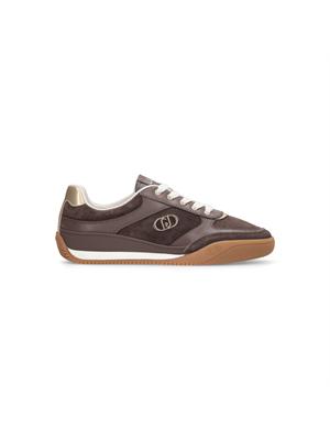 Sneakers Liu Jo donna in suede marrone con inserti glossy in pelle in DONNA