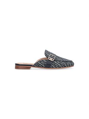 Mules Liu Jo donna in tessuto blu con logo jacquard all over in DONNA