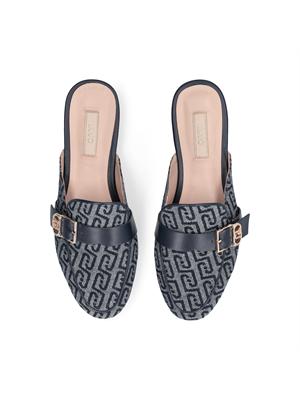 Mules Liu Jo donna in tessuto blu con logo jacquard all over in DONNA