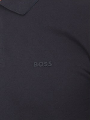Polo Boss uomo in cotone elasticizzato blu con profili in UOMO