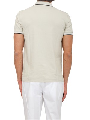 Polo Boss uomo in cotone elasticizzato beige con profili in UOMO