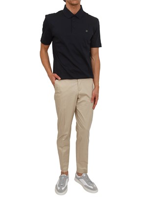Polo blu BOSS uomo in cotone mercerizzato in UOMO