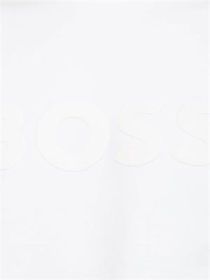 Felpa Boss uomo in cotone bianco logo bianco in UOMO