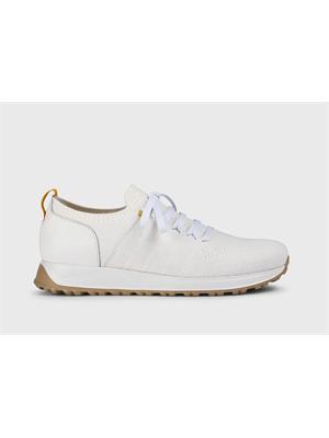 Sneakers Doucal's uomo in tessuto e pelle bianche in UOMO