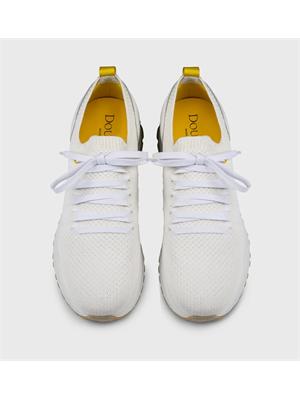 Sneakers Doucal's uomo in tessuto e pelle bianche in UOMO