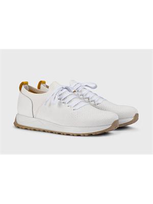 Sneakers Doucal's uomo in tessuto e pelle bianche in UOMO