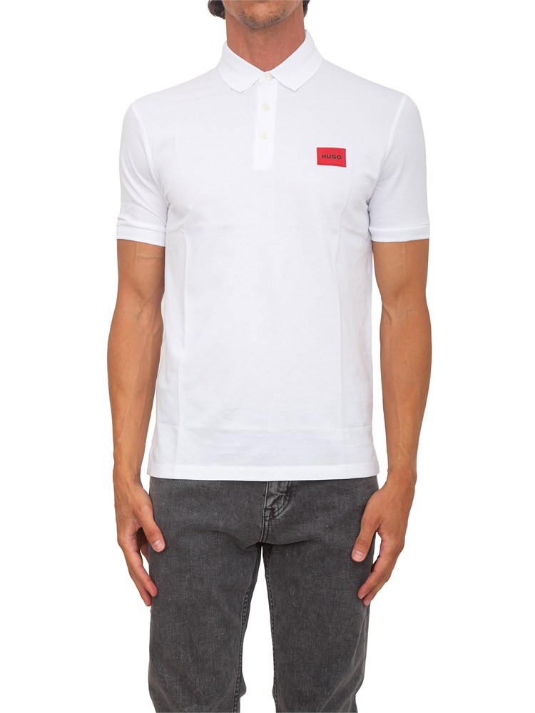 BOSS Polo bianca Hugo uomo in cotone con logo