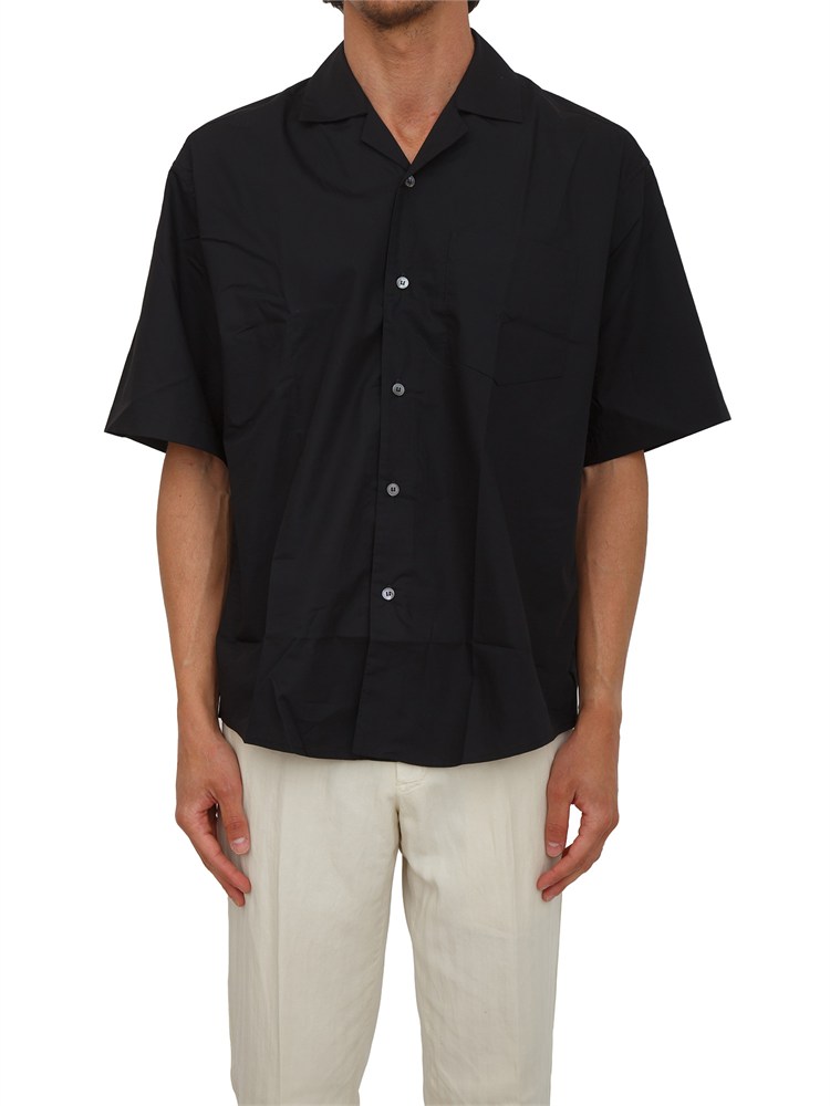 Camicia a manica corta nera Paolo Pecora relaxed fit