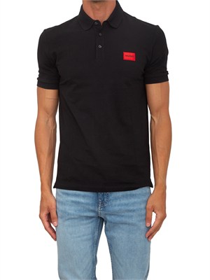 BOSS Polo nera Hugo uomo in cotone con logo in UOMO