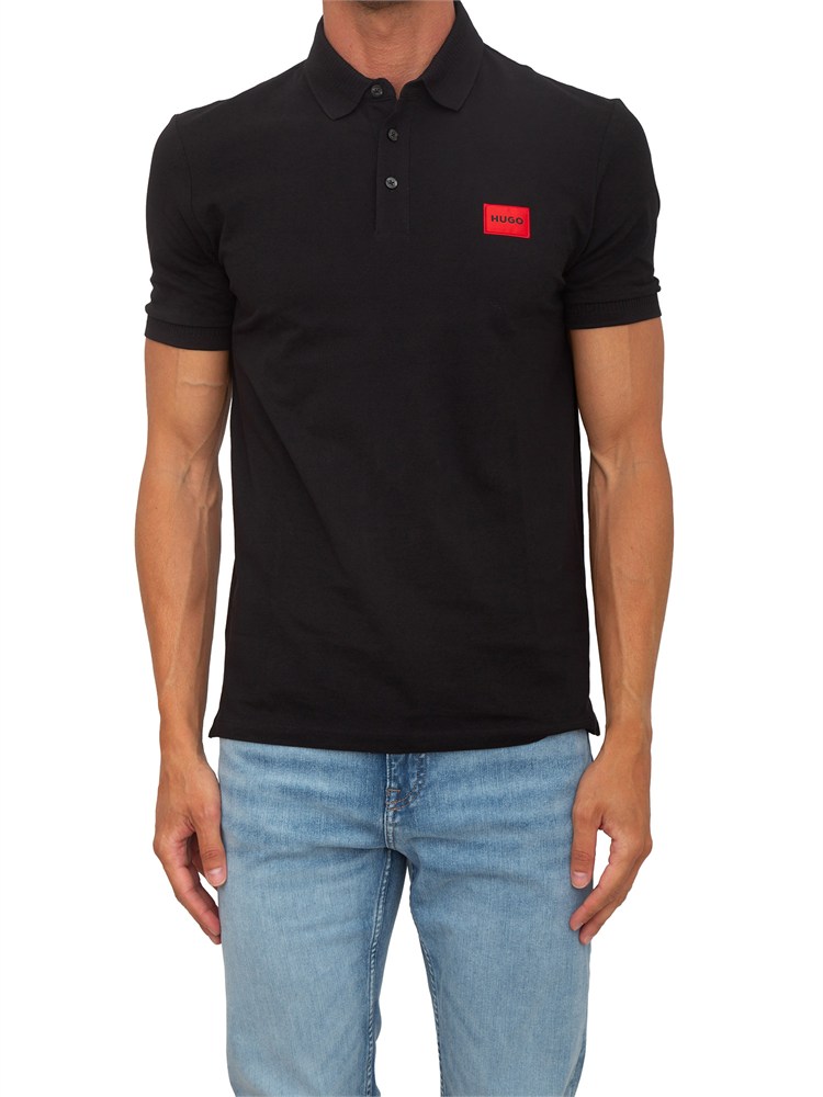 BOSS Polo nera Hugo uomo in cotone con logo