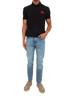 BOSS Polo nera Hugo uomo in cotone con logo in UOMO