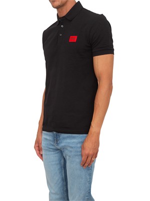 BOSS Polo nera Hugo uomo in cotone con logo in UOMO