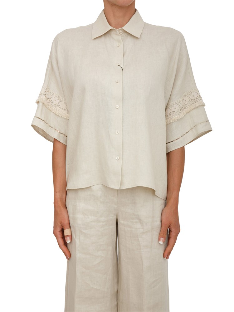 Camicia WKIPALA Max Mara Weekend in tela di puro lino beige