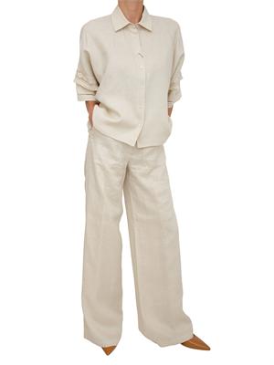 Camicia WKIPALA Max Mara Weekend in tela di puro lino beige in DONNA