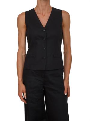 Gilet MSTCARNET Max Mara Studio in puro lino nero in DONNA